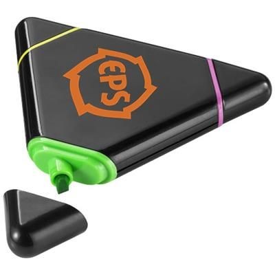 Branded Promotional BERMUDIAN TRIANGLE-SHAPED HIGHLIGHTER in Black Solid Highlighter Pen From Concept Incentives.