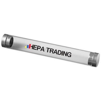 Branded Promotional FELICIA CLEAR TRANSPARENT SINGLE-PEN TUBE in Transparent Clear Transparent Pen Presentation Pouch From Concept Incentives.