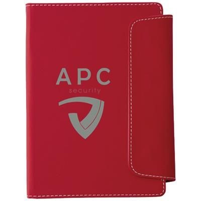 Branded Promotional HORSENS A5 NOTE BOOK with Stylus Ball PEN in Red Pen From Concept Incentives.