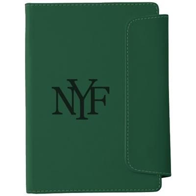 Branded Promotional HORSENS A5 NOTE BOOK with Stylus Ball PEN in Green Pen From Concept Incentives.