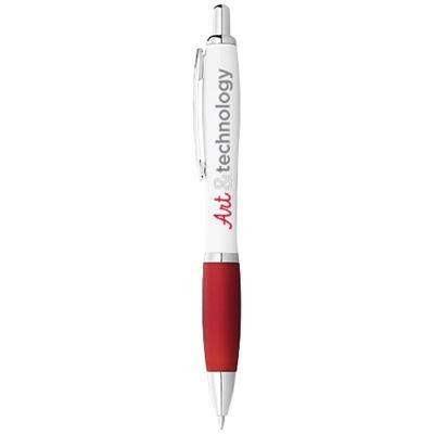 Branded Promotional NASH BALL PEN WHITE BARREL AND COLOUR GRIP in White Solid-red Pen From Concept Incentives.