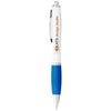 Branded Promotional NASH BALL PEN WHITE BARREL AND COLOUR GRIP in White Solid-aqua Pen From Concept Incentives.