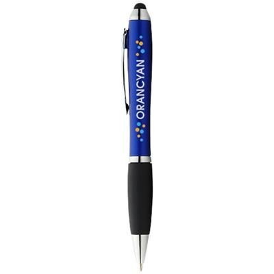 Branded Promotional NASH COLOUR STYLUS BALL PEN with Black Grip in Royal Blue-black Solid Pen From Concept Incentives.