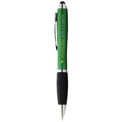 Branded Promotional NASH COLOUR STYLUS BALL PEN with Black Grip in Green-black Solid Pen From Concept Incentives.