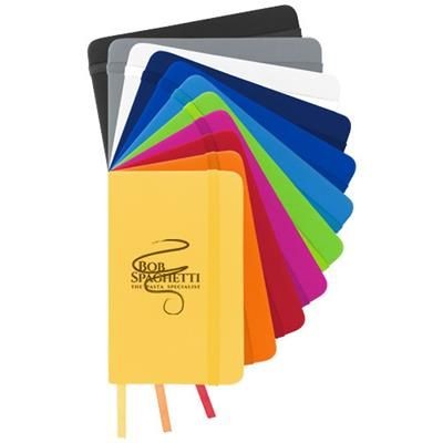 Branded Promotional SPECTRUM A6 HARD COVER NOTE BOOK in Black Solid Jotter From Concept Incentives.