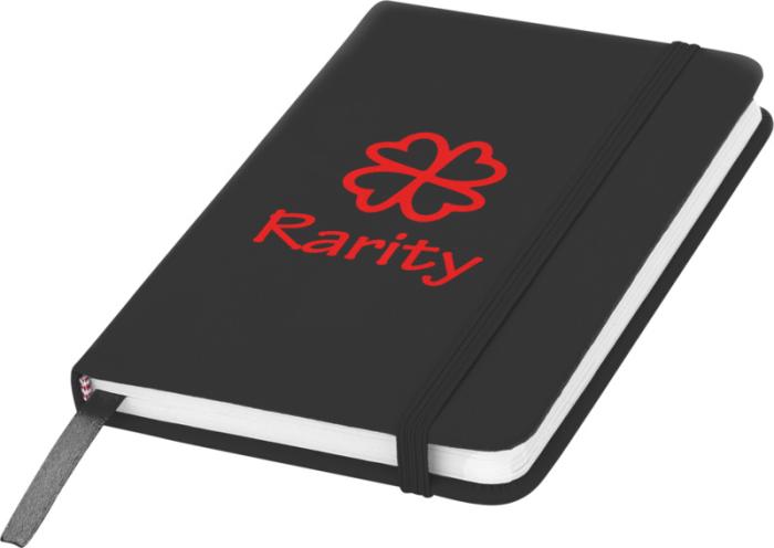 Branded Promotional SPECTRUM A6 HARD COVER NOTE BOOK in Black Solid Jotter From Concept Incentives.
