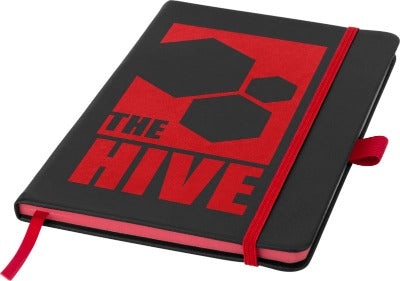 Branded Promotional COLOUR-EDGE A5 HARD COVER NOTE BOOK in Red Notebook from Concept Incentives.