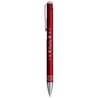 Branded Promotional IZMIR BALL PEN with Knurled Pusher in Red Pen From Concept Incentives.