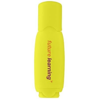 Branded Promotional BITTY COMPACT HIGHLIGHTER in Yellow Highlighter Pen From Concept Incentives.