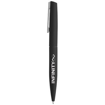 Branded Promotional MILOS SOFT-TOUCH BALL PEN in Black Solid Pen From Concept Incentives.