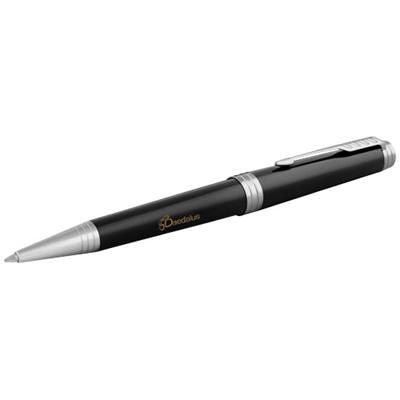 Branded Promotional PREMIER BALL PEN in Black Solid-chrome Pen From Concept Incentives.