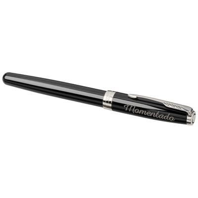 Branded Promotional SONNET FOUNTAIN PEN in Black Solid-chrome Pen From Concept Incentives.