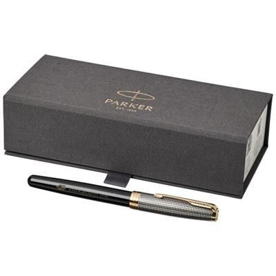 Branded Promotional SONNET ROLLERBALL PEN in Black Solid-silver Pen From Concept Incentives.