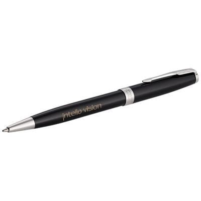 Branded Promotional SONNET BALL PEN in Black Solid-chrome Pen From Concept Incentives.