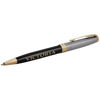 Branded Promotional SONNET BALL PEN in Black Solid-silver Pen From Concept Incentives.