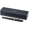 Branded Promotional URBAN ROLLERBALL PEN in Black Solid-chrome Pen From Concept Incentives.