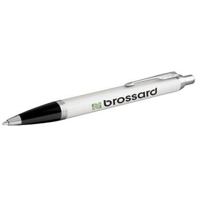 Branded Promotional IM BALL PEN in White Solid-silver Pen From Concept Incentives.