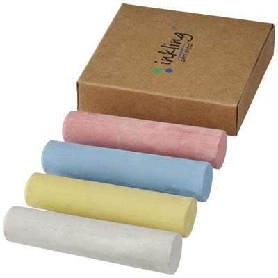 Branded Promotional SCREECH 4-PIECE CHALK SET in Natural Chalk From Concept Incentives.