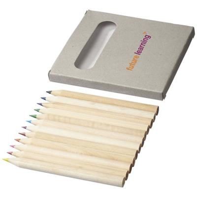Branded Promotional TALLIN 12-PIECE COLOUR PENCIL SET in Natural Pencil From Concept Incentives.