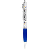 Branded Promotional NASH BALL PEN SILVER BARREL AND COLOUR GRIP in Silver-royal Blue Pen From Concept Incentives.