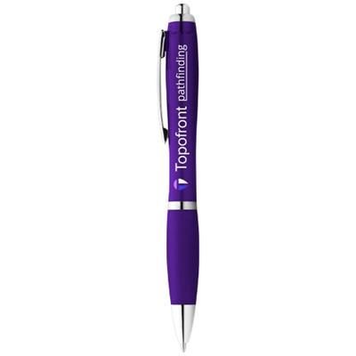 Branded Promotional NASH BALL PEN COLOUR BARREL AND GRIP in Purple Pen From Concept Incentives.