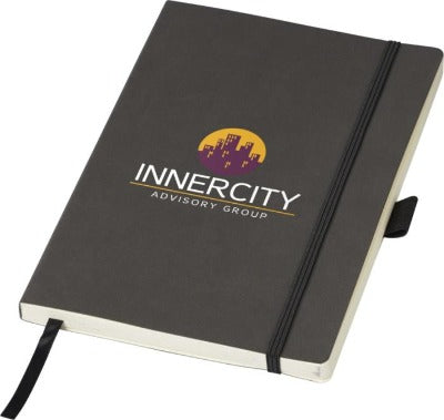 Branded Promotional REVELLO A5 SOFT COVER NOTE BOOK in Black Jotter From Concept Incentives.