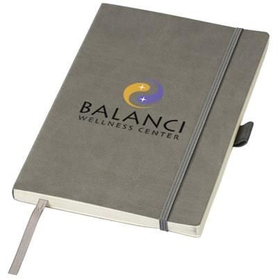 Branded Promotional REVELLO A5 SOFT COVER NOTE BOOK in Anthracite Grey Jotter From Concept Incentives.