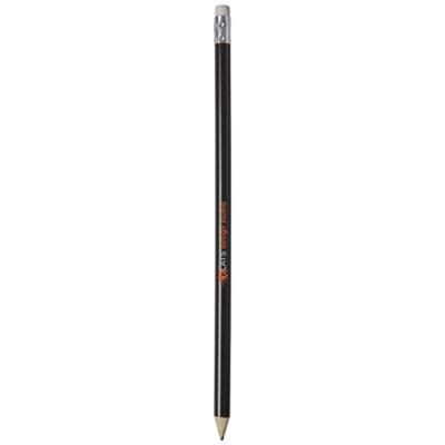 Branded Promotional ALEGRA PENCIL with Colour Barrel in Black Solid Pencil From Concept Incentives.