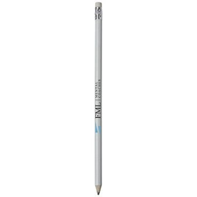 Branded Promotional ALEGRA PENCIL with Colour Barrel in White Solid Pencil From Concept Incentives.