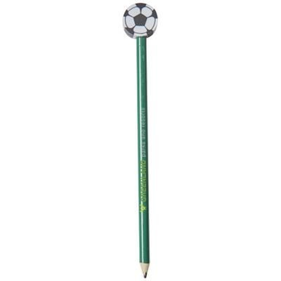 Branded Promotional GOAL PENCIL with Football-shaped Eraser in Green Pencil From Concept Incentives.