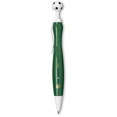 Branded Promotional NAPLES BALL PEN with Football-shaped Clicker in Green Pen From Concept Incentives.