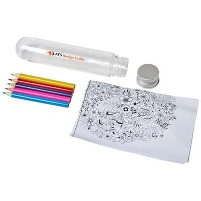 Branded Promotional CAMI MINI DOODLING SET in Tube in Transparent Clear Transparent Pencil From Concept Incentives.