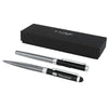 Branded Promotional EMPIRE DUO PEN GIFT SET in Silver-black Solid Pen Set From Concept Incentives.