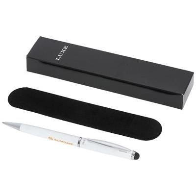 Branded Promotional LENTO STYLUS BALL PEN in White Solid Pen From Concept Incentives.