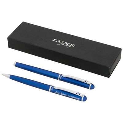 Branded Promotional ANDANTE DUO PEN GIFT SET in Blue Pen From Concept Incentives.