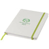 Branded Promotional SPECTRUM A5 WHITE NOTE BOOK with Colour Strap in Green Jotter From Concept Incentives.