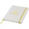 Branded Promotional SPECTRUM A5 WHITE NOTE BOOK with Colour Strap in Yellow Jotter From Concept Incentives.