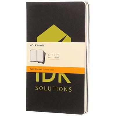 Branded Promotional CAHIER JOURNAL L - RULED in Black Solid Journal Note Book From Concept Incentives.