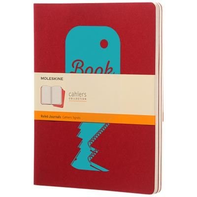 Branded Promotional CAHIER JOURNAL XL - RULED in Cranberry Red Journal Note Book From Concept Incentives.