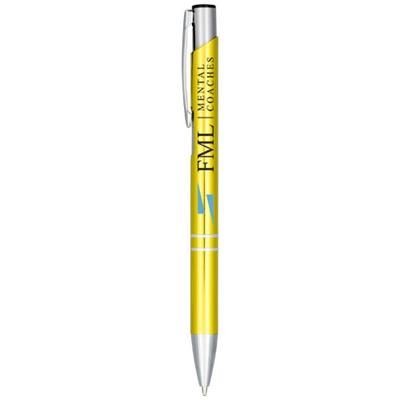 Branded Promotional MONETA ANODIZED ALUMINIUM METAL CLICK BALL PEN in Gold Pen From Concept Incentives.