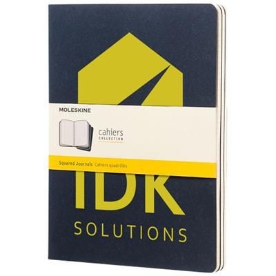 Branded Promotional CAHIER JOURNAL XL - SQUARED in Indigo Journal Note Book From Concept Incentives.