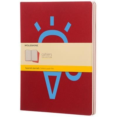 Branded Promotional CAHIER JOURNAL XL - SQUARED in Cranberry Red Journal Note Book From Concept Incentives.