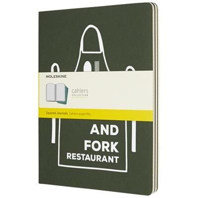 Branded Promotional CAHIER JOURNAL XL - SQUARED in Myrtle Green Journal Note Book From Concept Incentives.