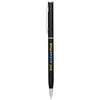 Branded Promotional SLIM ALUMINIUM METAL BALL PEN in Black Solid Pen From Concept Incentives.