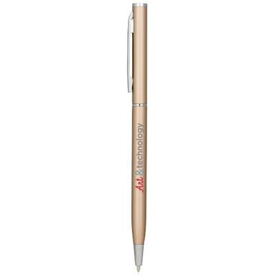 Branded Promotional SLIM ALUMINIUM METAL BALL PEN in Champagne Pen From Concept Incentives.