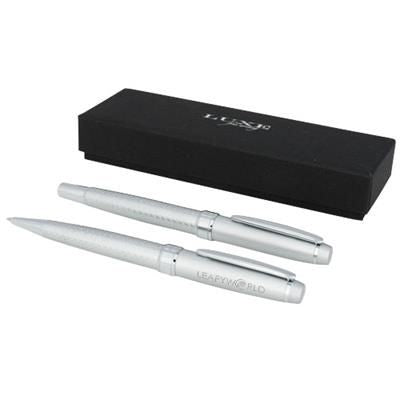 Branded Promotional MUSETTA DUO PEN GIFT SET in Silver Pen Set From Concept Incentives.