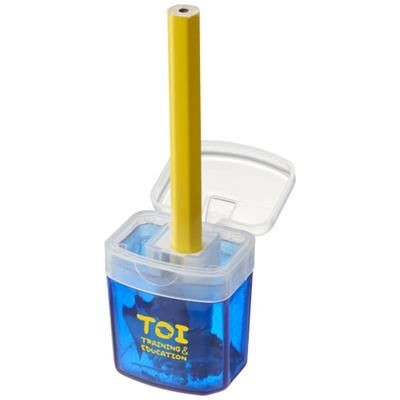Branded Promotional SHARPI SHARPENER with Container in Blue Pencil Sharpener From Concept Incentives.