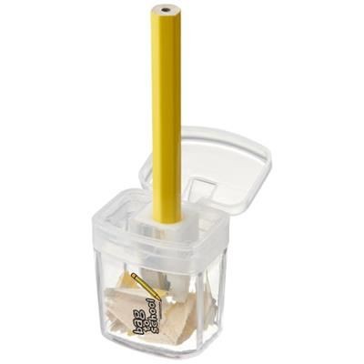 Branded Promotional SHARPI SHARPENER with Container in White Solid Pencil Sharpener From Concept Incentives.