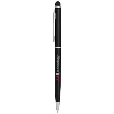 Branded Promotional JOYCE ALUMINIUM METAL BALL PEN in Black Solid Pen From Concept Incentives.