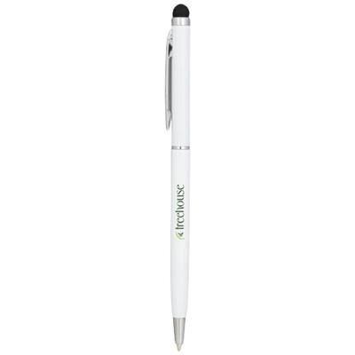 Branded Promotional JOYCE ALUMINIUM METAL BALL PEN in White Solid Pen From Concept Incentives.